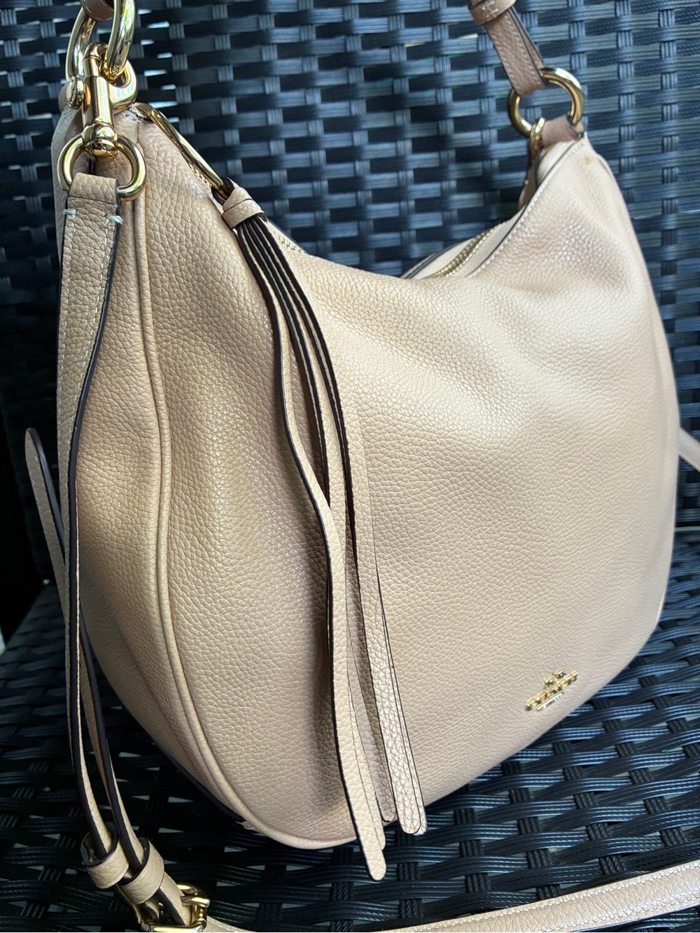 COACH BAG,Coach Pebbled Leather Hobo Bag in Light Beige - Picture 5 of 16